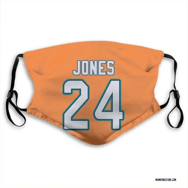 Byron Jones Name & Number Orange Miami Dolphins Face Mask