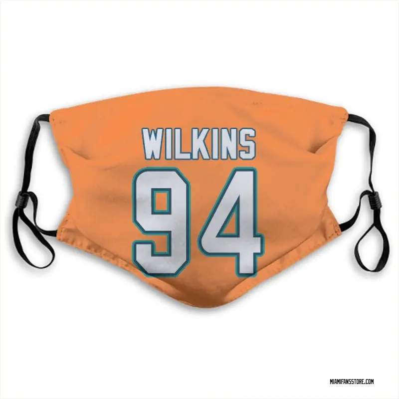 Christian Wilkins Name & Number Orange Miami Dolphins Face Mask