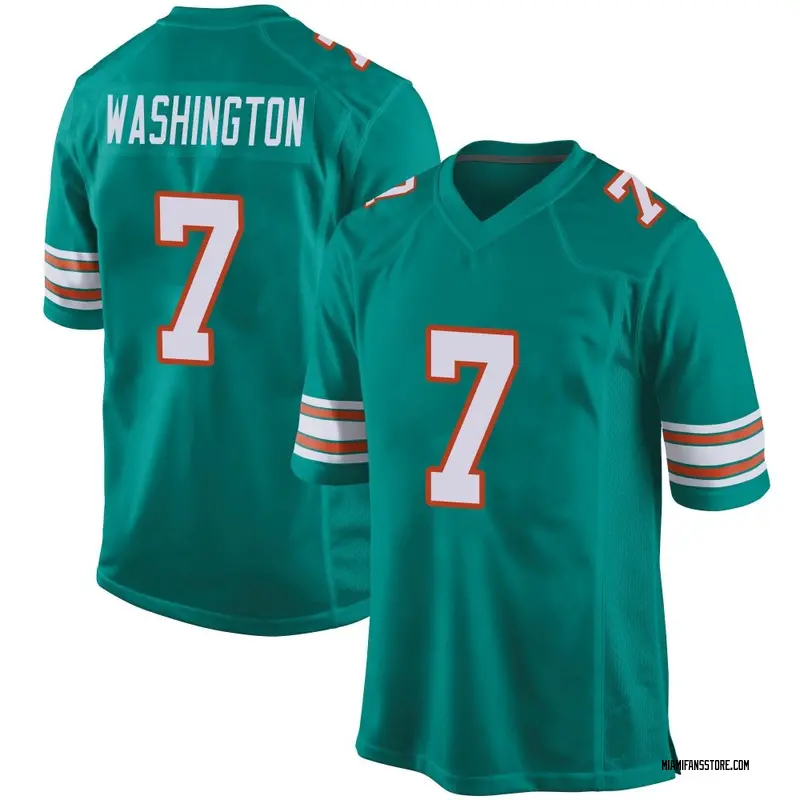 Men's Aqua Game Tahj Washington Miami Alternate Jersey