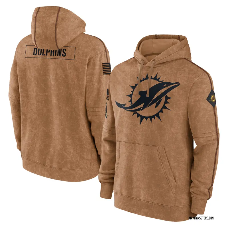 Men's Brown Miami Dolphins 2023 Salute to Service Club Pullover Hoodie