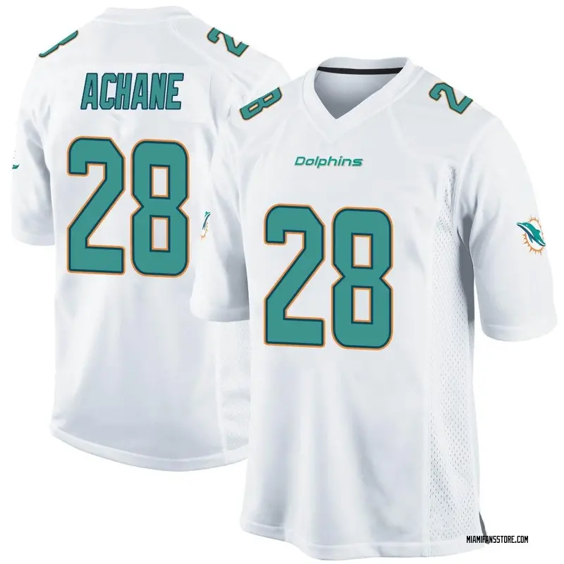 Men's White Game De'Von Achane Miami Jersey