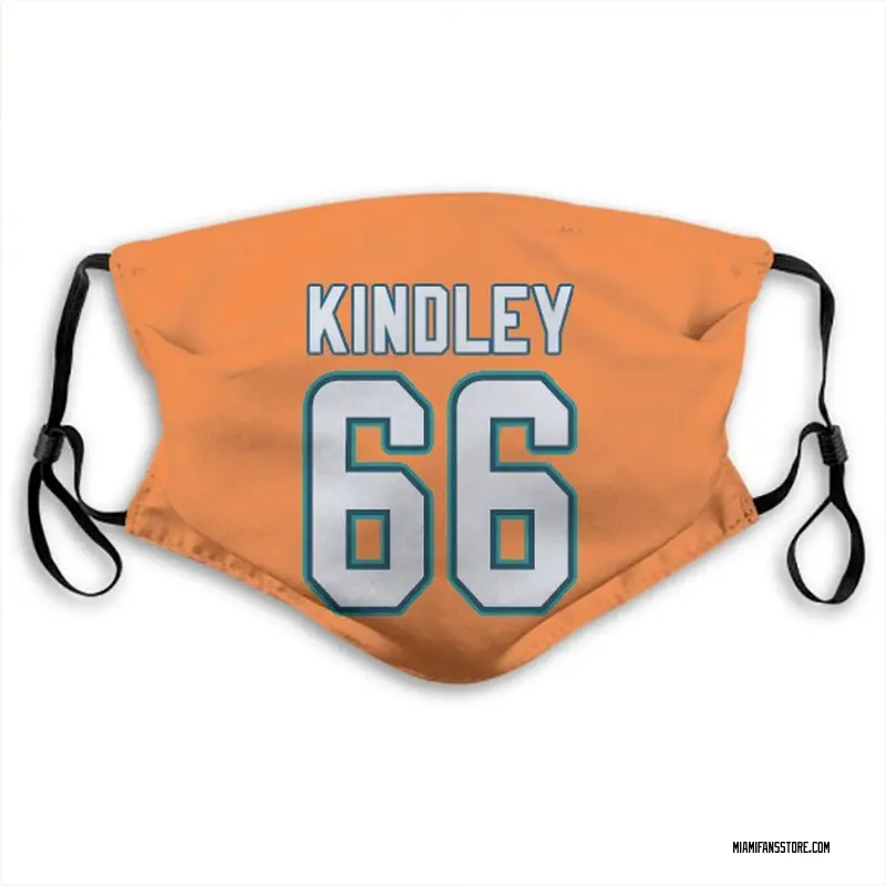 Solomon Kindley Name & Number Orange Miami Dolphins Face Mask