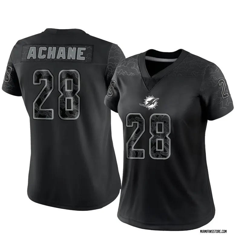 Women's Black Limited De'Von Achane Miami Reflective Jersey