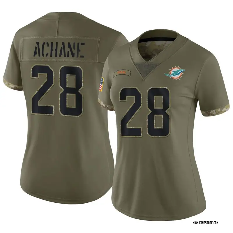 Women's Olive Limited De'Von Achane Miami 2022 Salute To Service Jersey