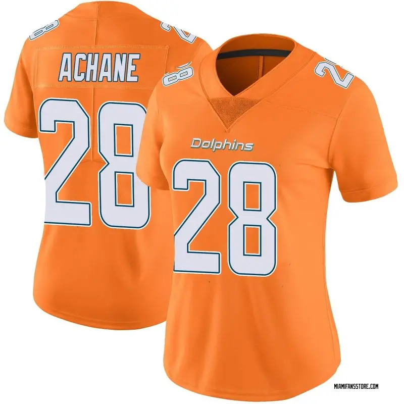 Women's Orange Limited De'Von Achane Miami Color Rush Jersey