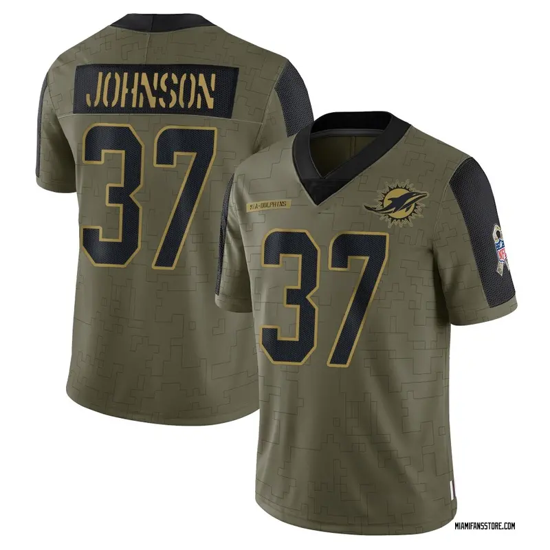 Youth Olive Limited Isaiah Johnson Miami 2021 Salute To Service Jersey